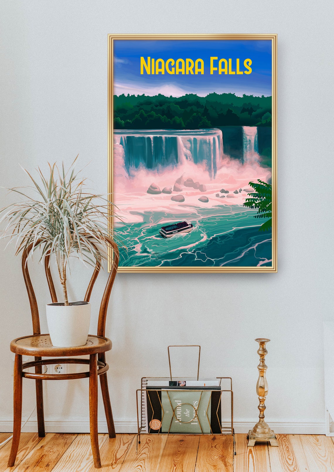 Niagara Falls Travel Poster Usa Canada New York State Ontario Vintage Travel Print Maid Of The Mist Niagara Gorge Horseshoe Falls - Image 2