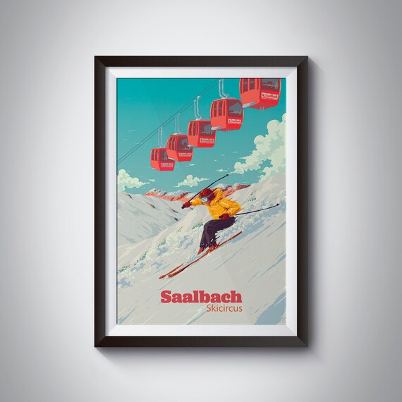 Saalbach Vintage Ski Resort Travel Poster