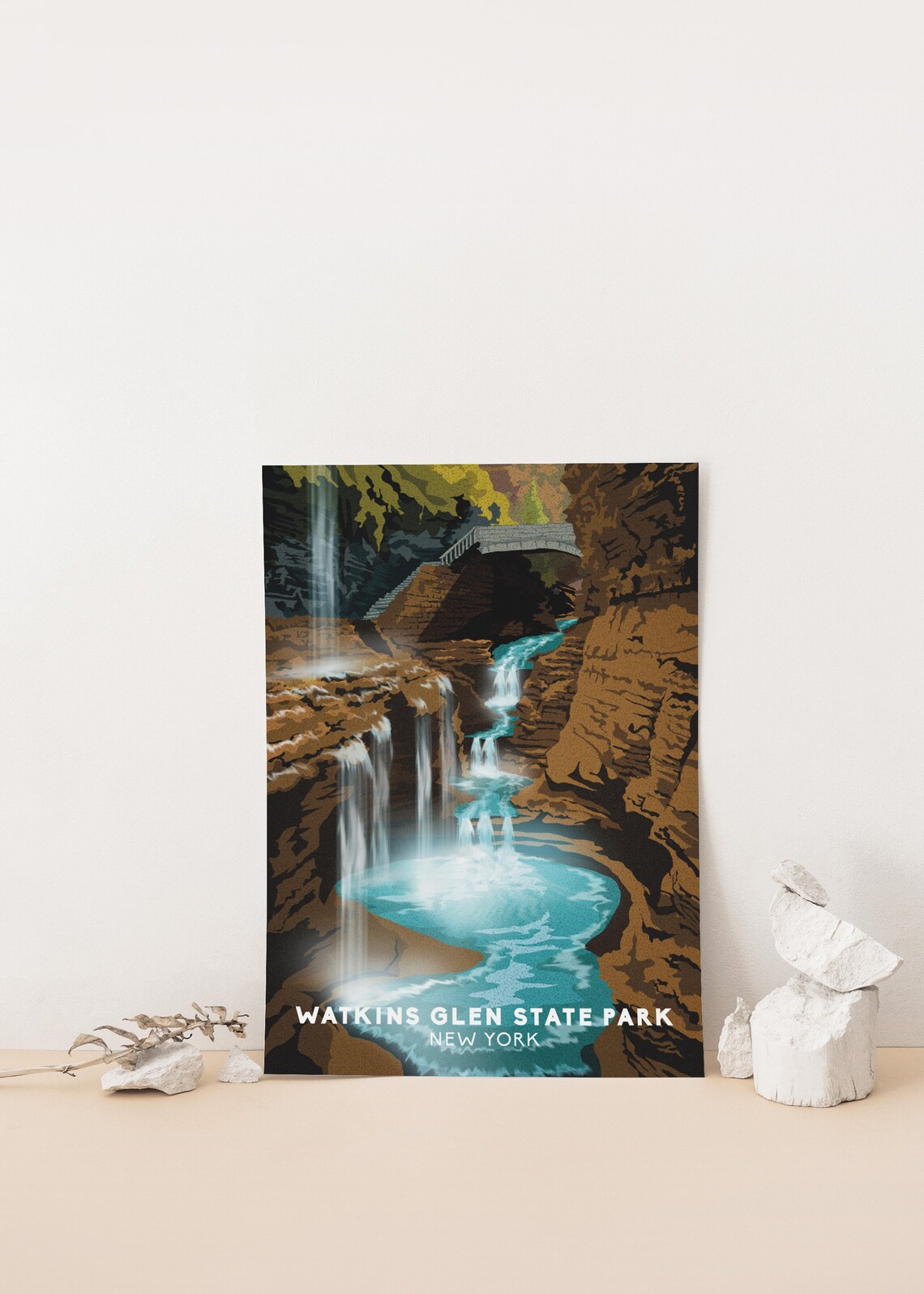 Watkins Glen State Park Travel Poster, Retro Art Print - Image 4