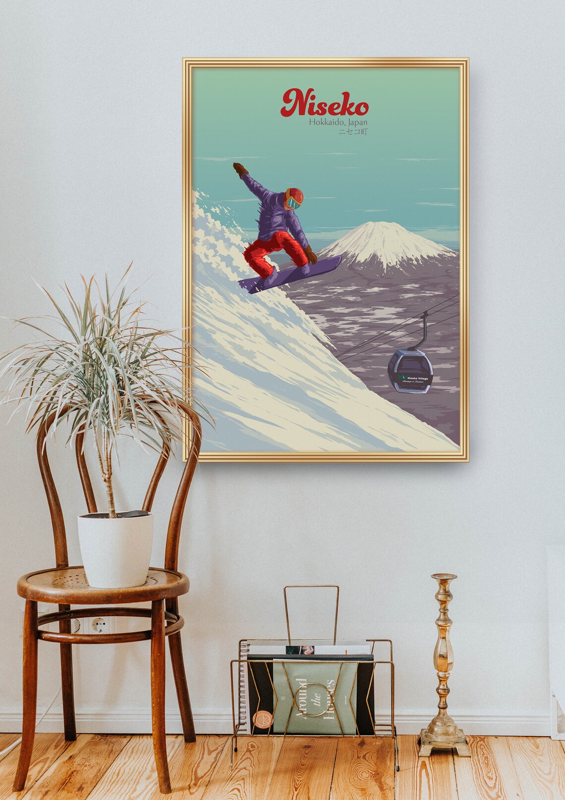 Niseko Japan Snowboarding Travel Poster, Hokkaido - Image 2