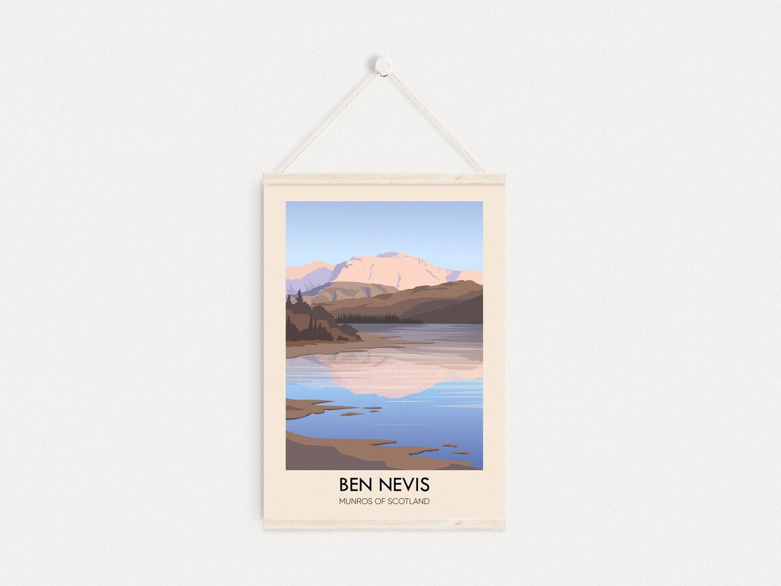 Ben Nevis Scotland Mountain Lake Sunrise Reflection Travel Poster - Image 4