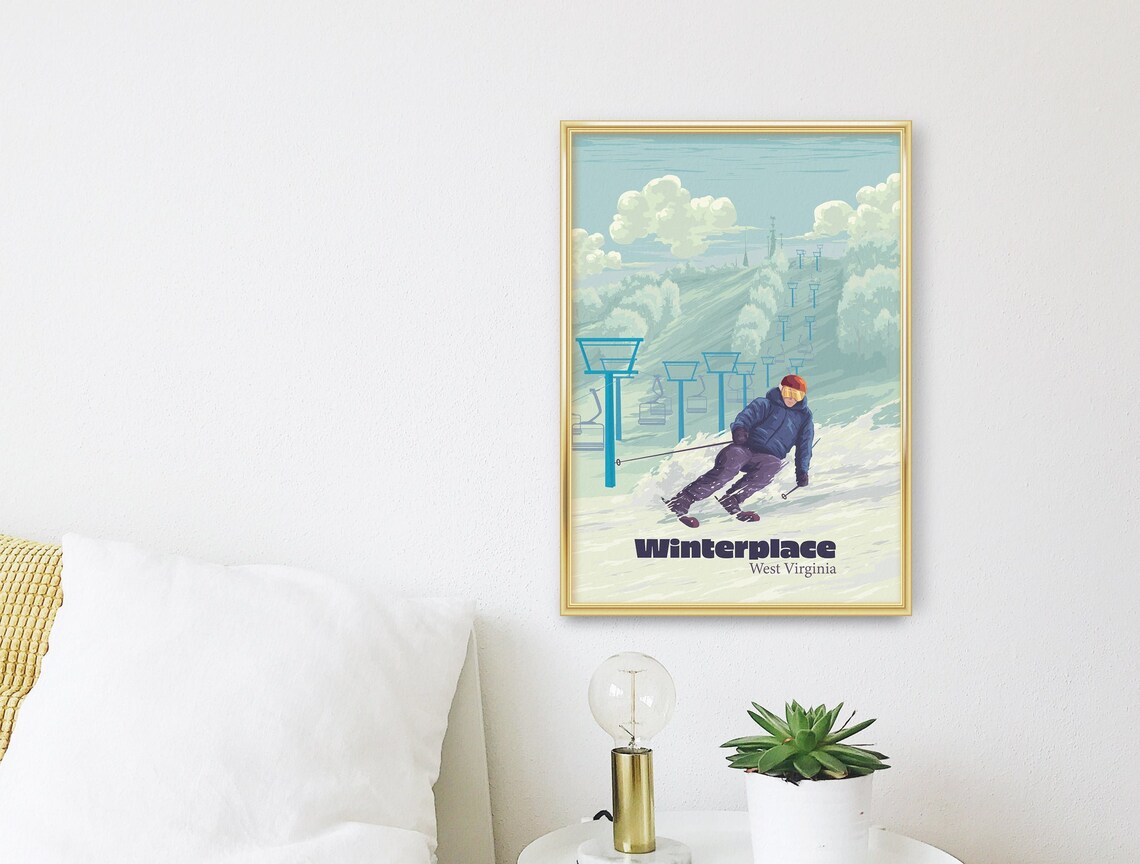 Winterplace West Virginia Ski Resort Skier Vintage Travel Poster - Image 3