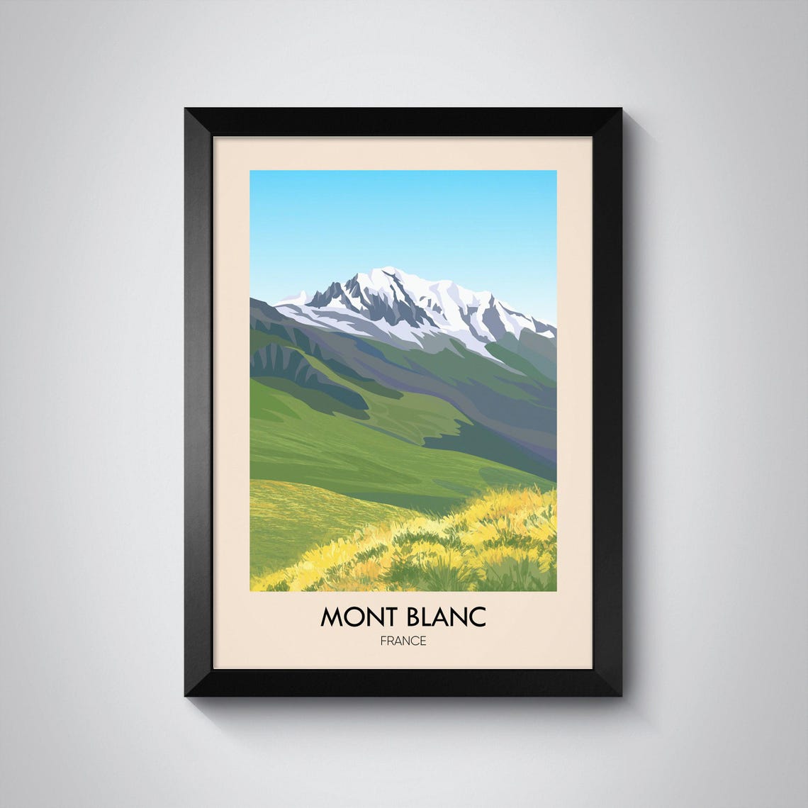 Mont Blanc France Travel Poster Mont Blanc Wall Art Mont Blanc Poster France Travel Poster Mont Blanc Print Mountain Art Print