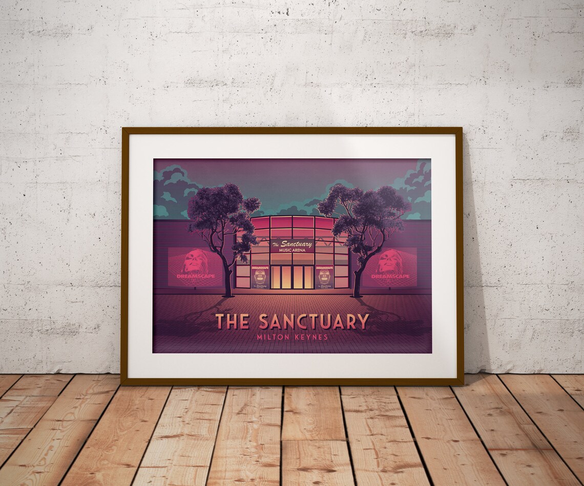 Sanctuary Nightclub Milton Keynes Vintage Travel Poster - Image 4