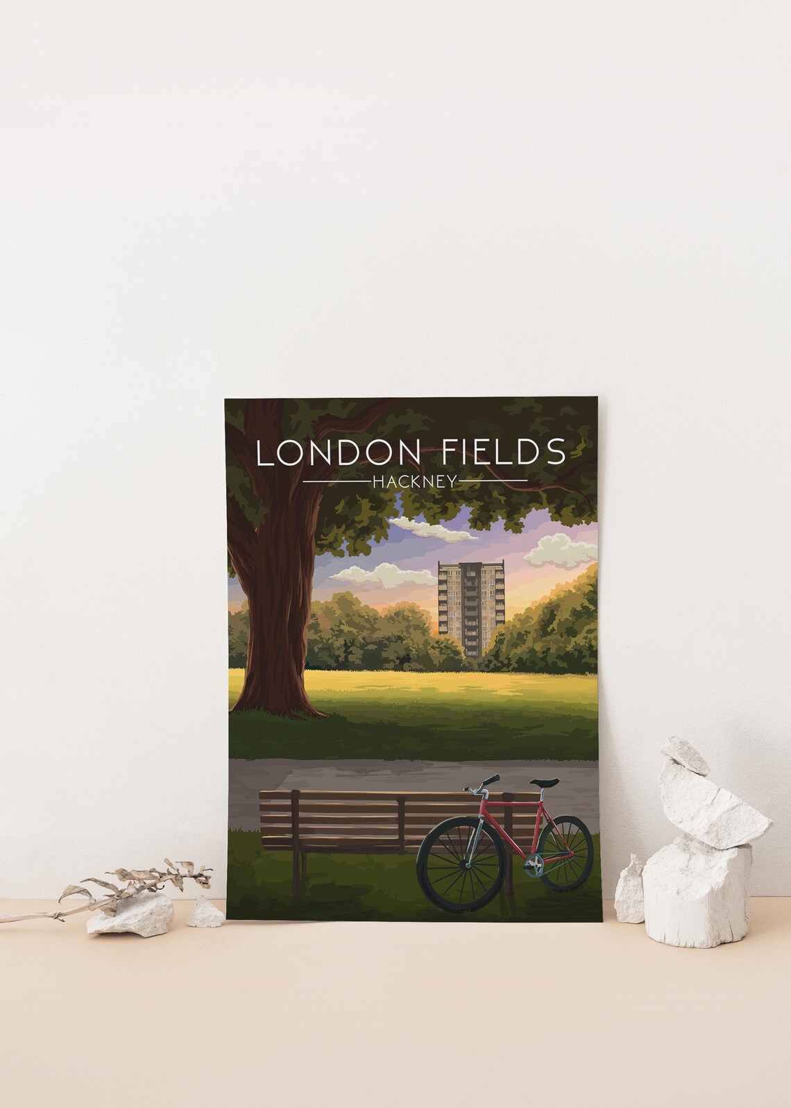 London Fields Hackney Travel Poster, East London Park - Image 4