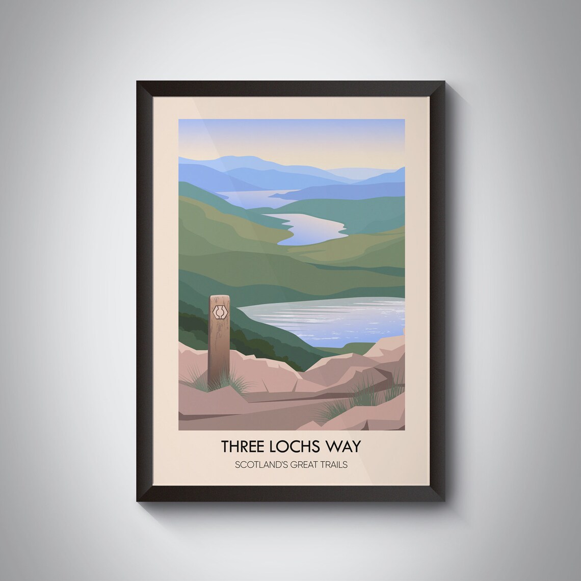 Three Lochs Way Vintage Travel Poster Print