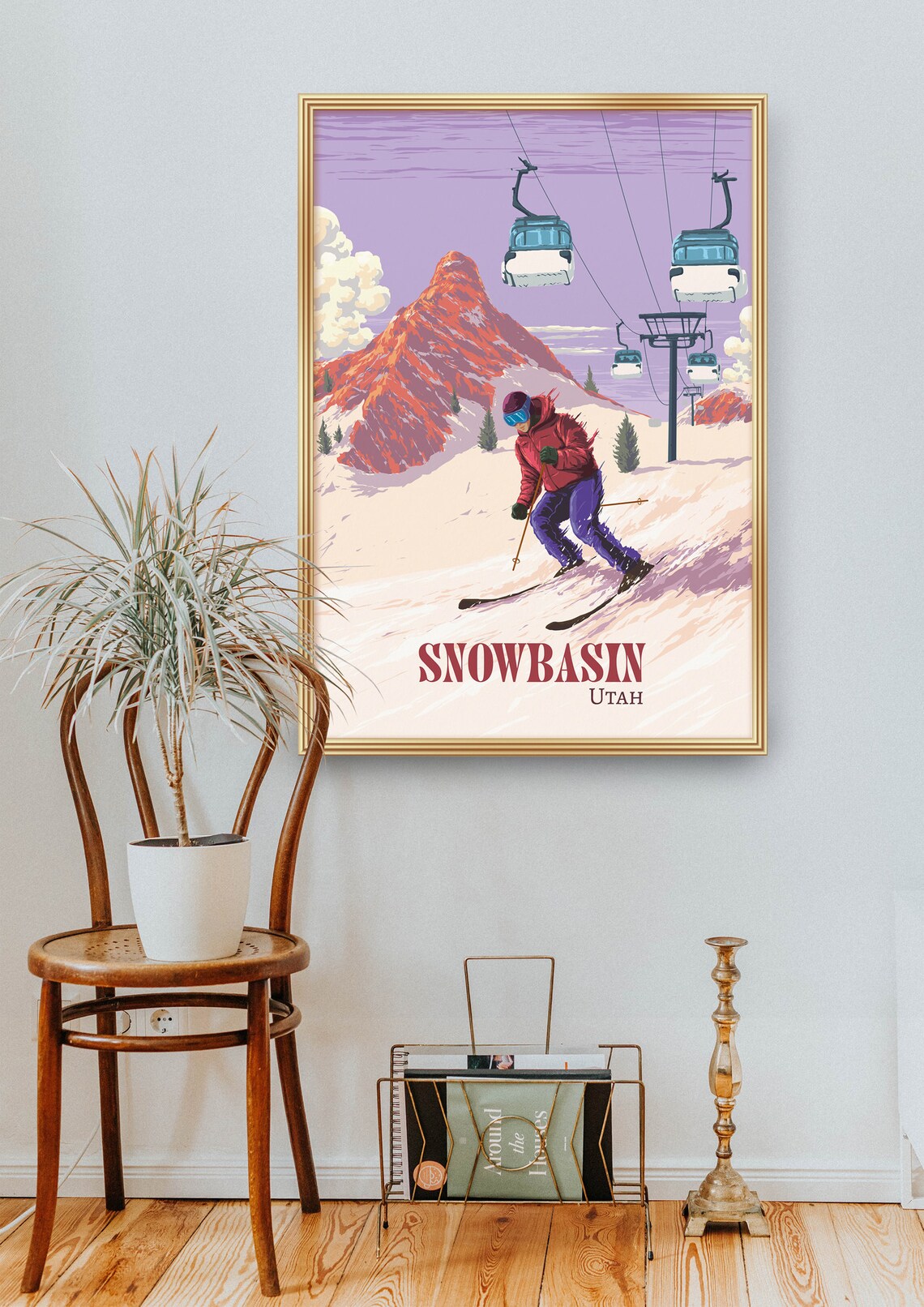 Snowbasin Ski Resort Utah Travel Poster, Skiing Gift - Image 2