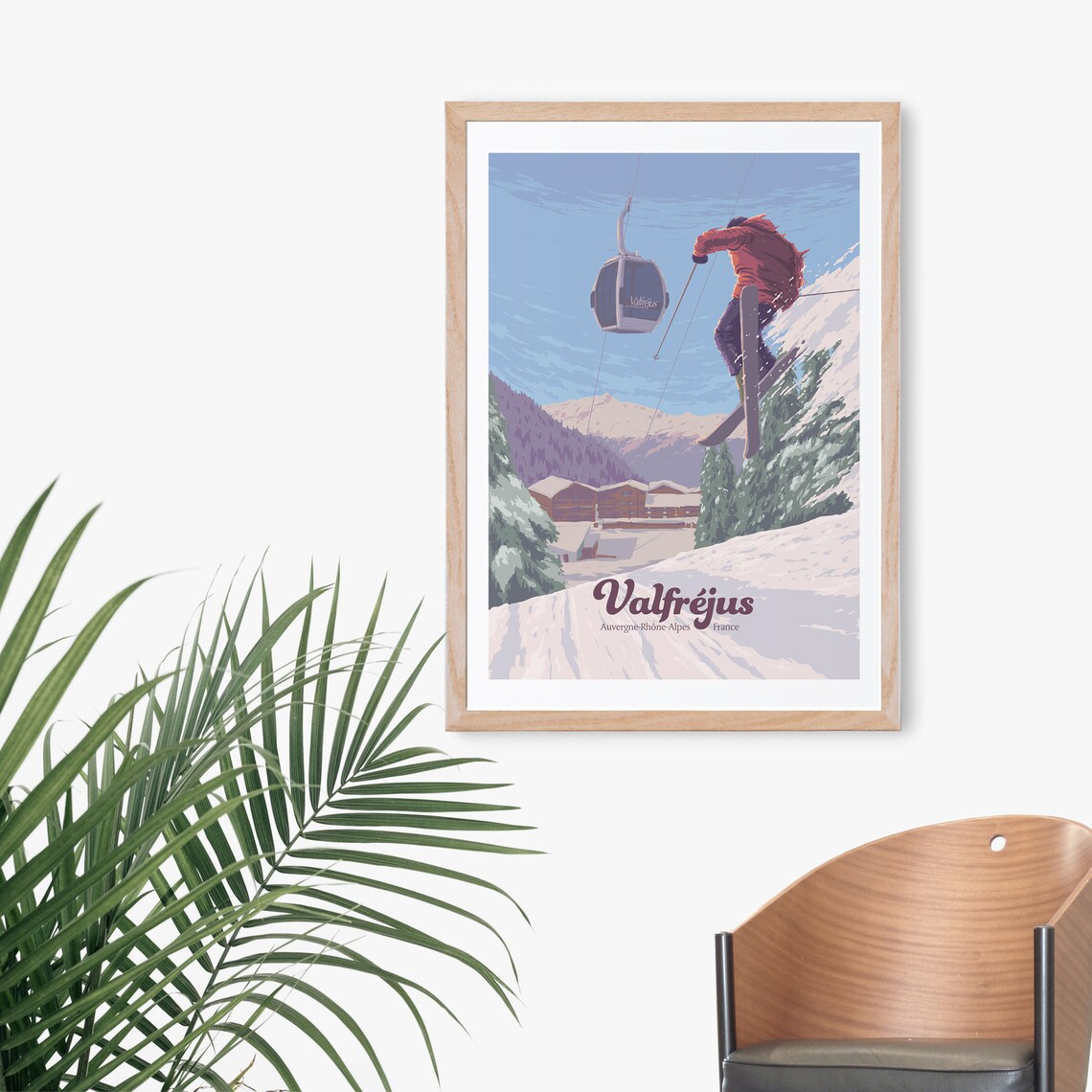 Valfréjus Ski Resort French Alps Action Vintage Travel Poster - Image 4
