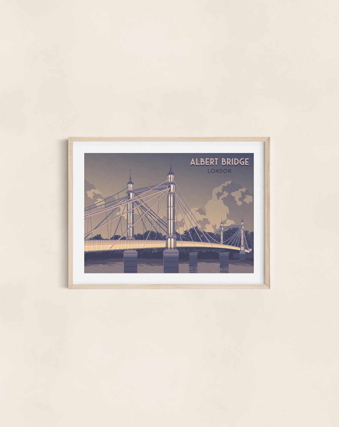 Albert Bridge London Vintage Travel Poster Print - Image 3