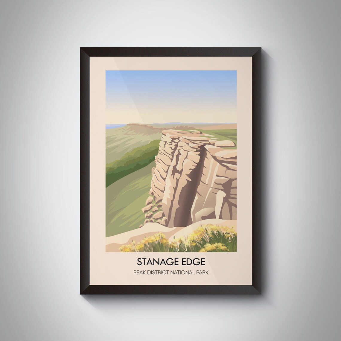 Stanage Edge Peak District National Park Gritstone Crag Climbing Poster