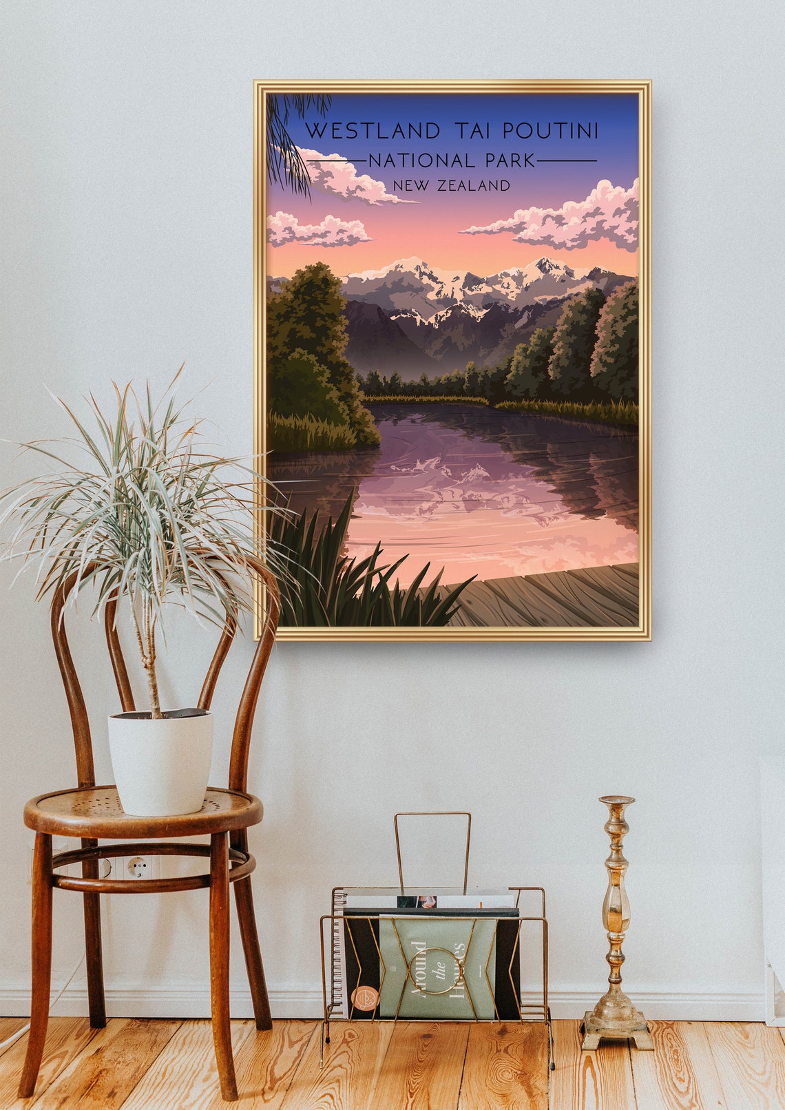 Westland Tai Poutini National Park Poster New Zealand Travel Poster Fox Glacier Lake Matheson Vintage Travel Print Wall Art Decor Gift - Image 2