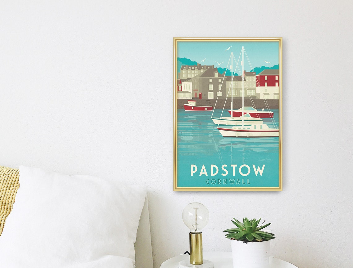 Padstow Cornwall Vintage Harbour Sailing Boats Seaside Travel Poster - Image 3