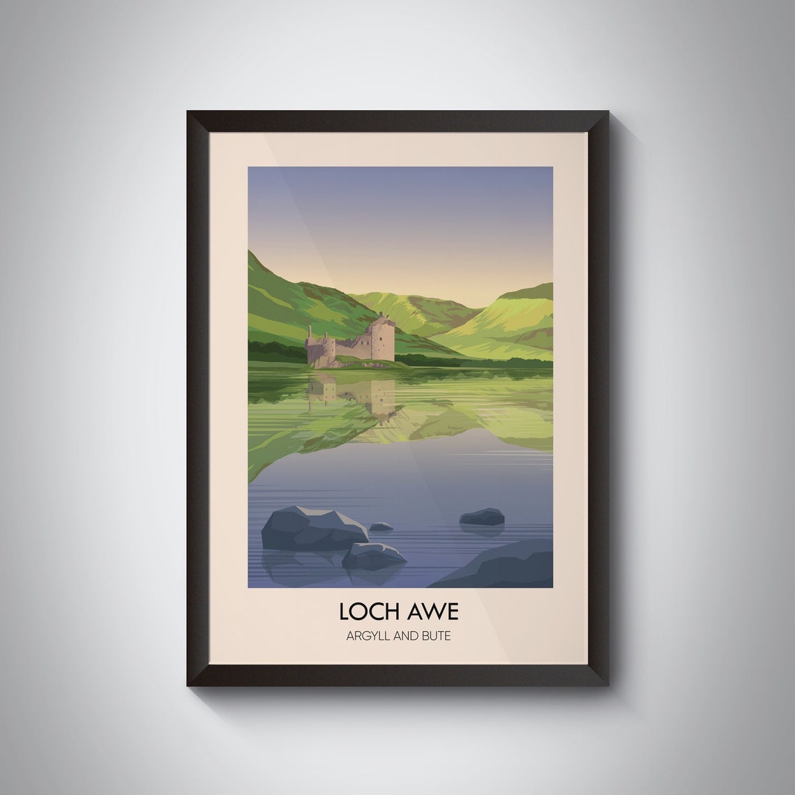 Loch Awe Argyll And Bute Castle Loch Retro Scottish Travel Poster