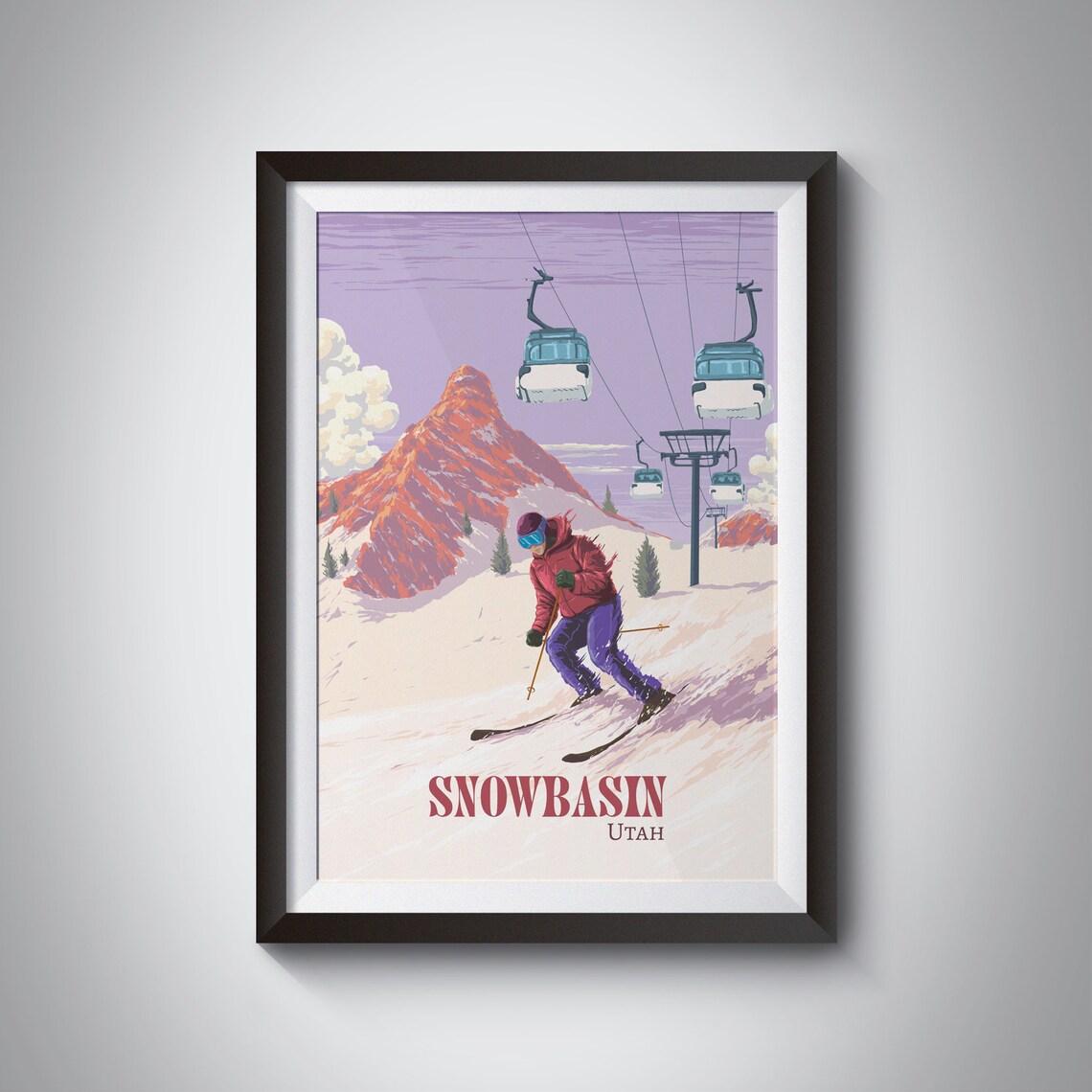 Snowbasin Ski Resort Utah Travel Poster, Skiing Gift