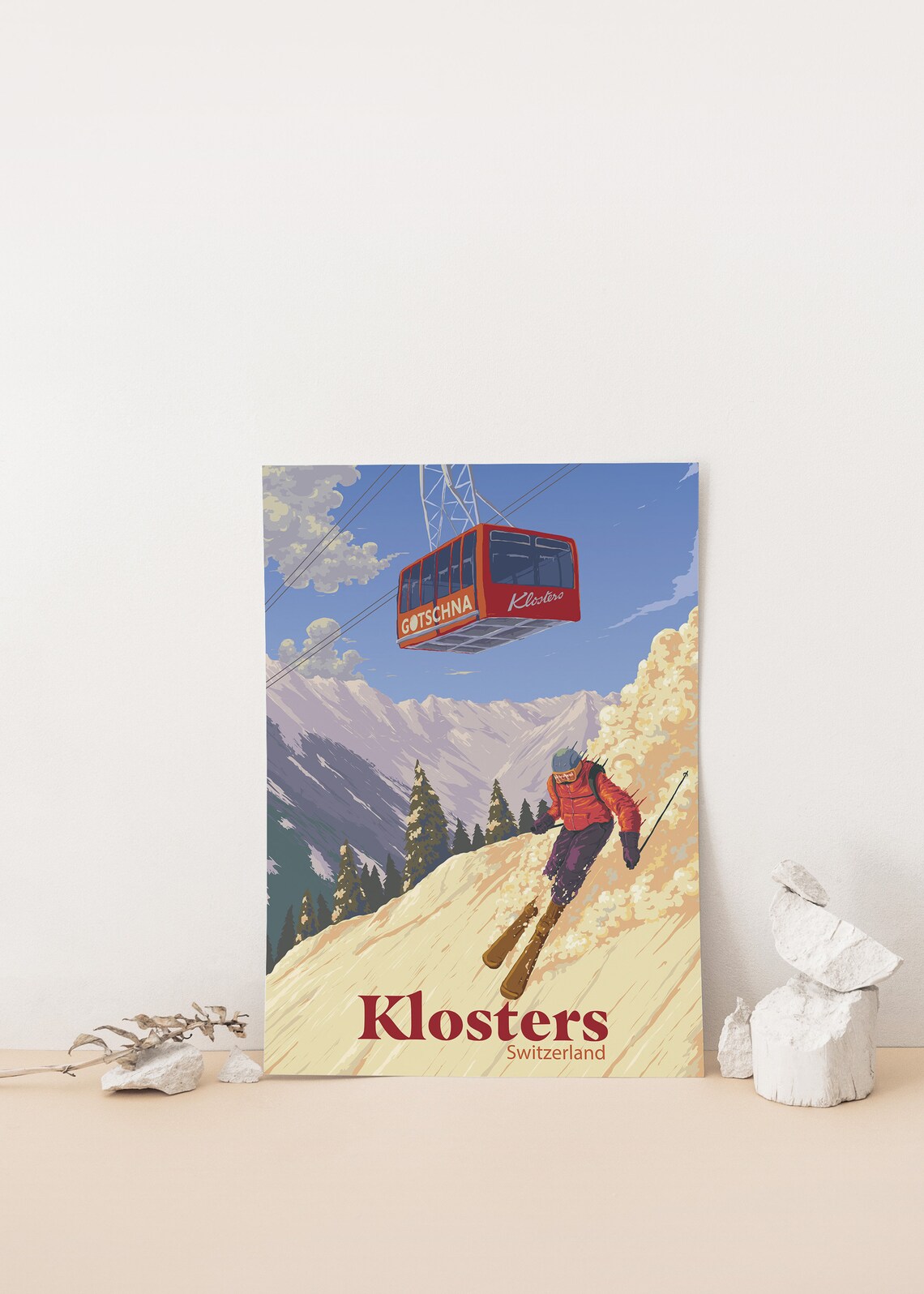 Klosters Ski Resort Vintage Ski Poster Art Print - Image 4