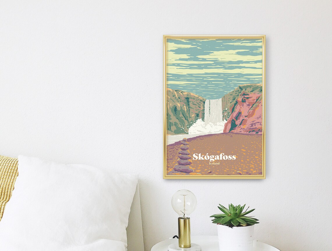 Skogafoss Iceland Retro Travel Poster, National Park - Image 3
