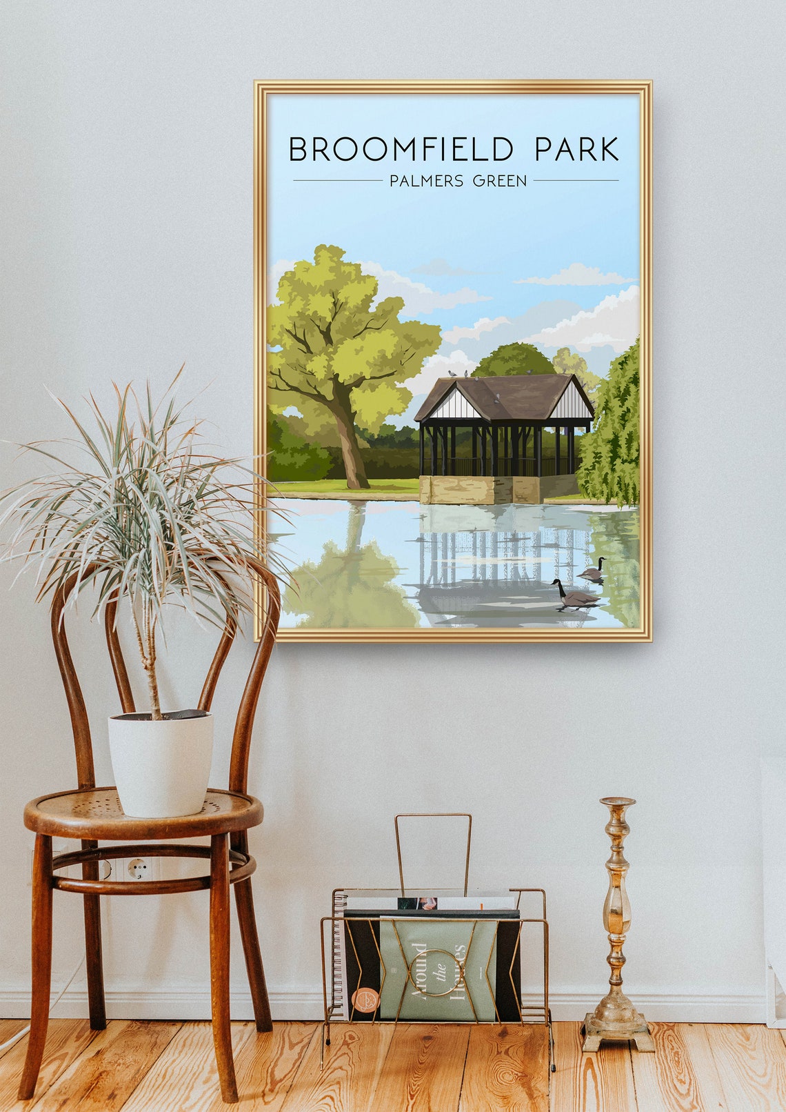 Broomfield Park Pond Pavilion Vintage Palmers Green Park Poster - Image 2