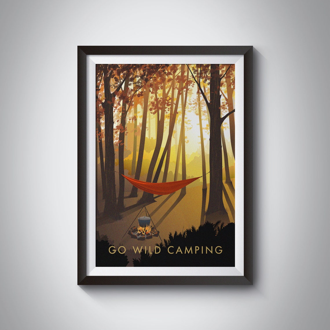 Go Wild Camping Vintage Travel Poster