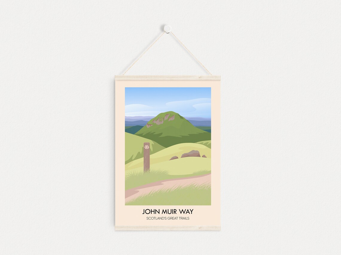 John Muir Way Scotland Rolling Green Hills Trail Marker Scene Poster - Image 4