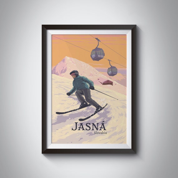 Jasna Ski Resort Poster Low Tatras Central Slovakia Travel Print Tatras Mountains Snowboarding Bachledka Jasna Chopok Framed Art Gift