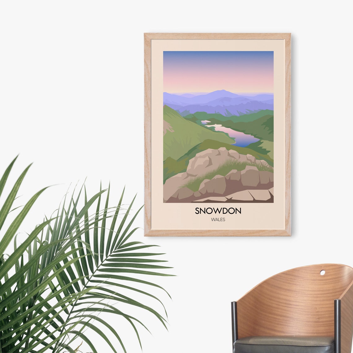 Snowdon Wales Pink Dusk Light Layered Ridges Still Lake Poster - Image 3