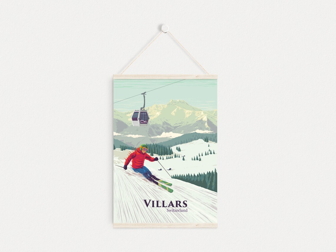 Villars Ski Resort Vintage Travel Poster, Swiss Alps - Image 4