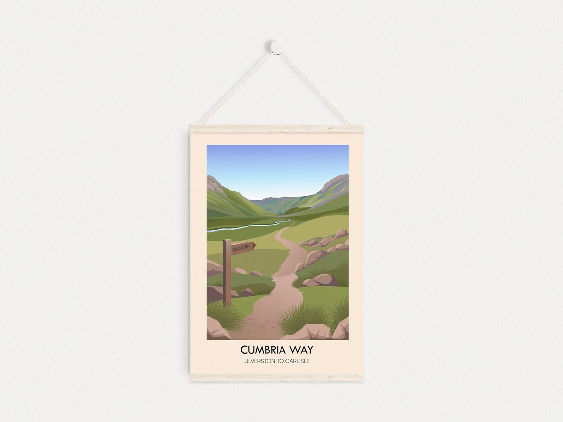 Cumbria Way Ulverston to Carlisle Valley Trail Signpost Hiking Travel Poster - Image 2