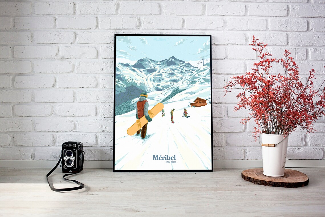 Meribel Snowboarding Poster, Vintage French Alps Art Print - Image 3