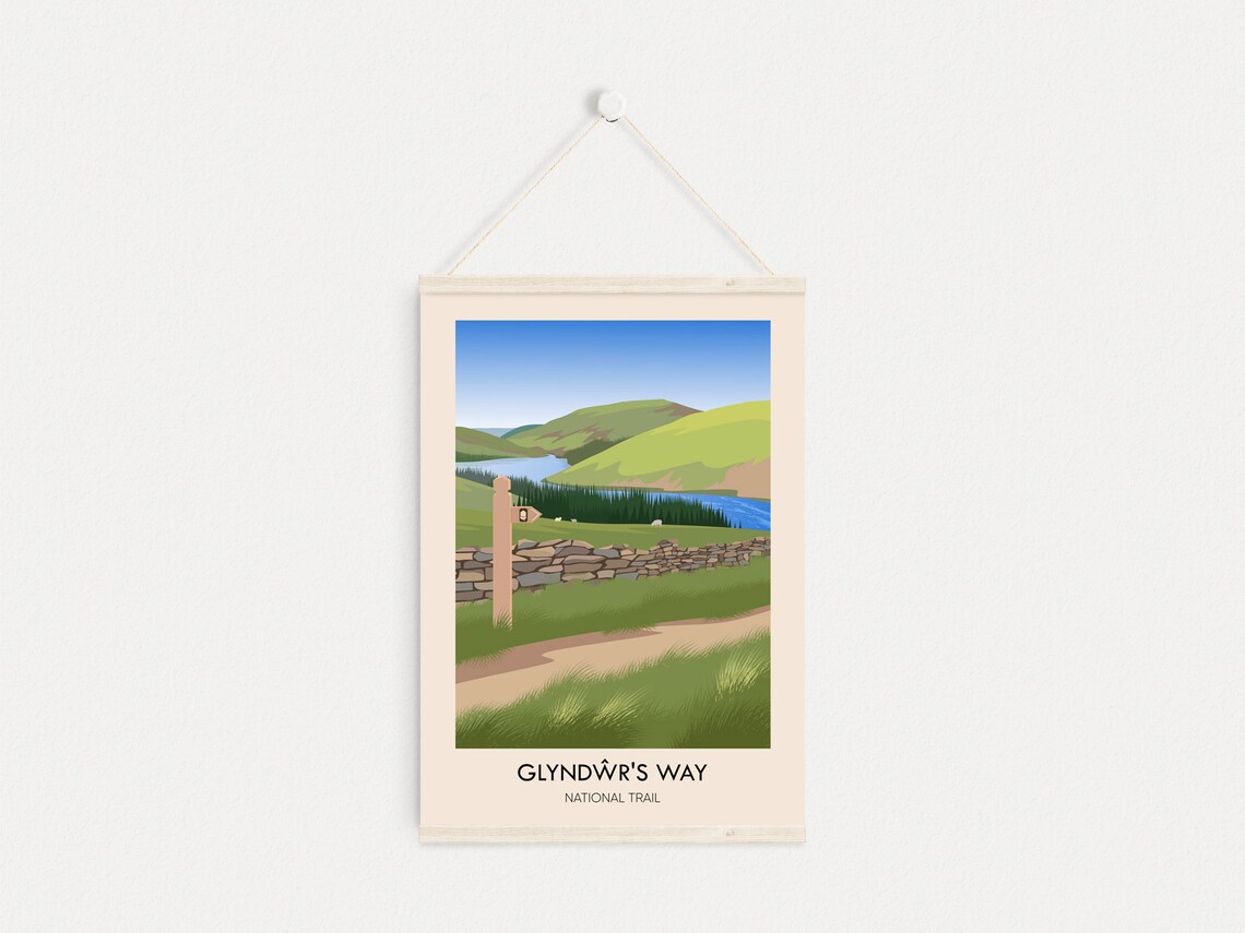 Glyndwrs Way National Trail Wales Hiking Countryside Vintage Poster - Image 4