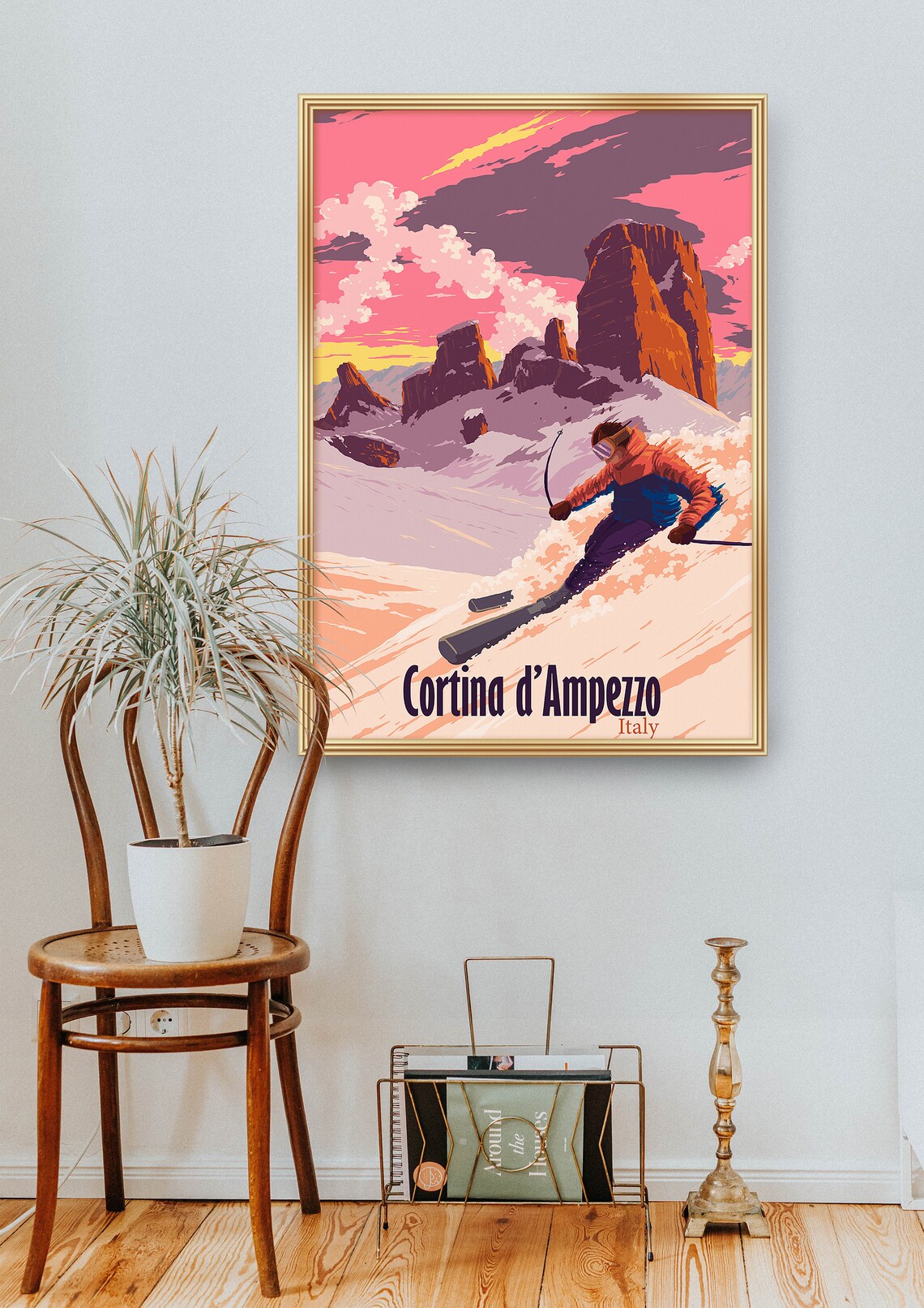Cortina d'Ampezzo Vintage Travel Poster, Dolomites - Image 2
