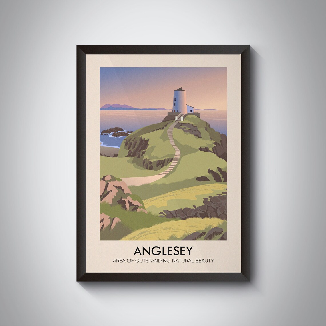 Anglesey AONB Vintage Travel Poster, North Wales