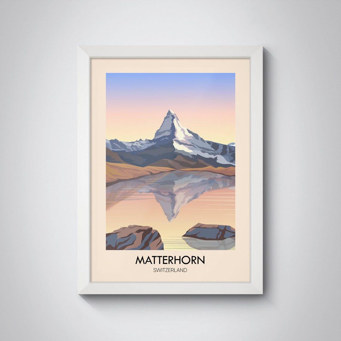 Matterhorn Switzerland Sunset Reflection Minimalist Alpine Travel Poster - Image 4