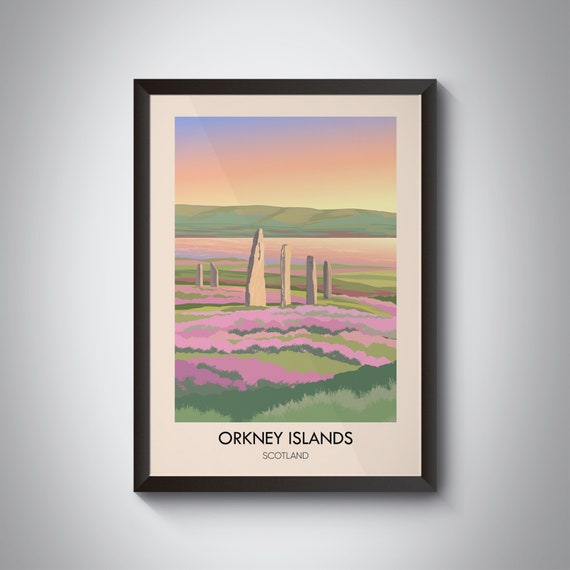 Orkney Islands Vintage Travel Poster, Scotland