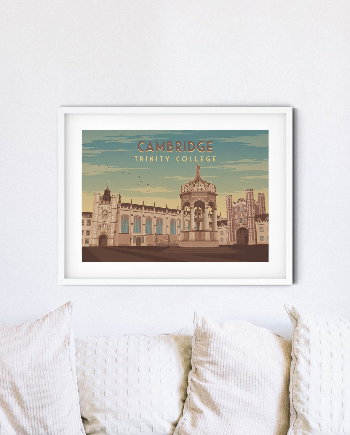 Cambridge Trinity College Great Court Fountain Travel Poster - Image 4