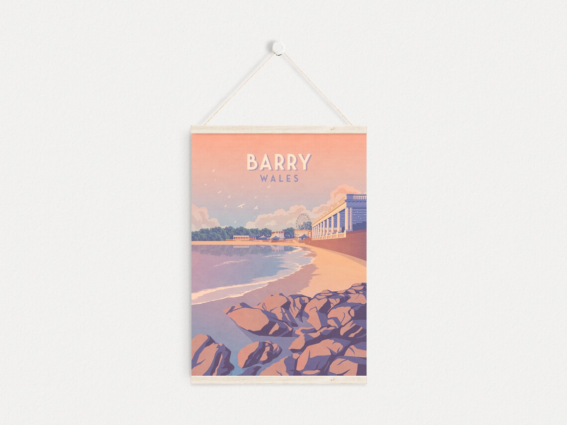 Barry Wales Vintage Travel Poster, Seaside Beach - Image 4