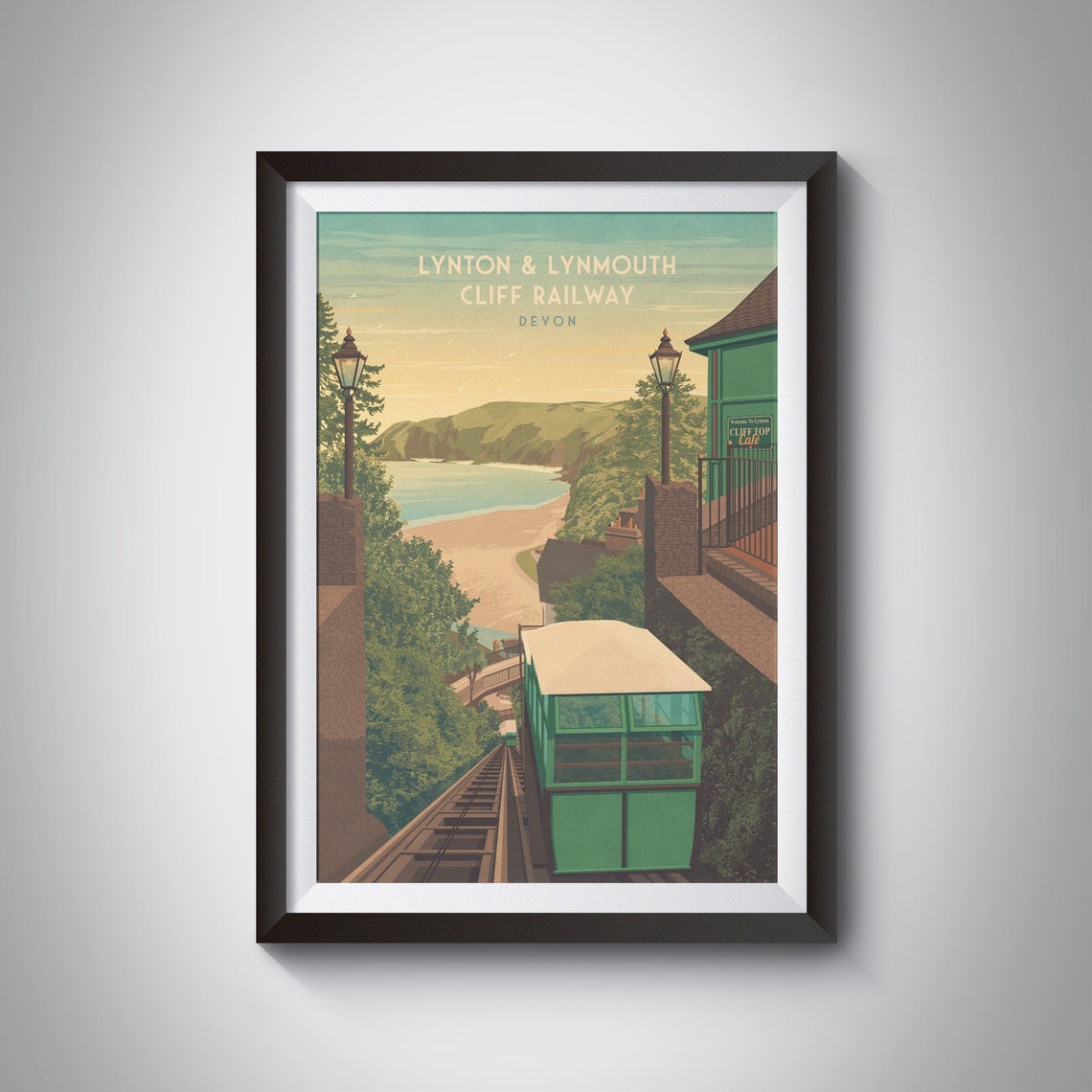 Lynton And Lynmouth Cliff Railway Devon Coastal View Scene Poster