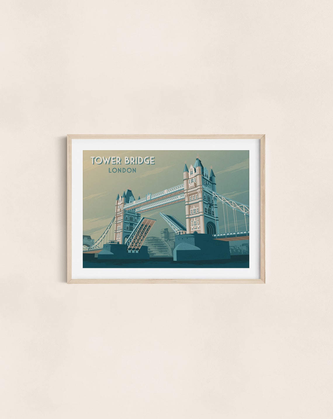 Tower Bridge London Poster London Travel Poster Vintage Travel Poster London Landmarks London Bridge Skyline River Thames England Art - Image 3