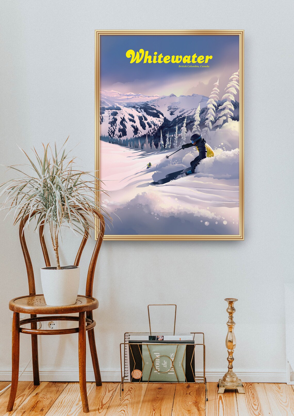 Whitewater British Columbia Canada Powder Skiing Vintage Ski Resort Poster - Image 3
