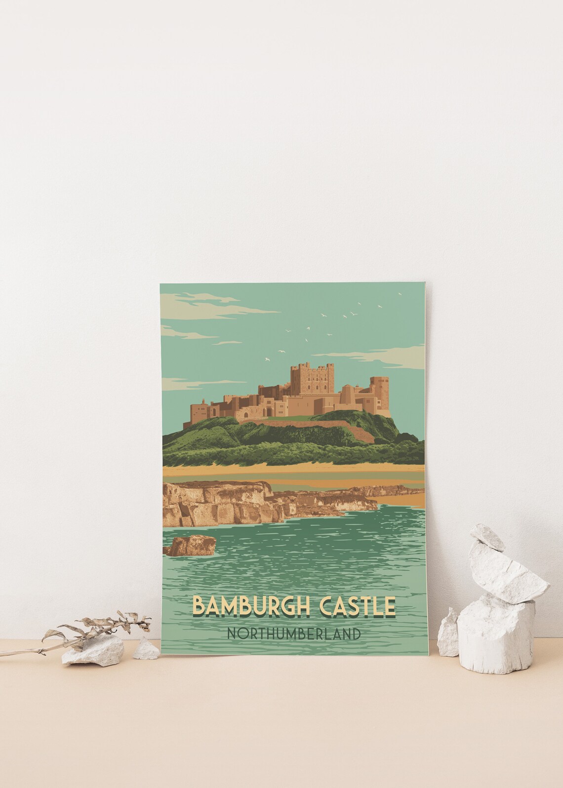 Bamburgh Castle Northumberland Coast Travel Poster - Image 4