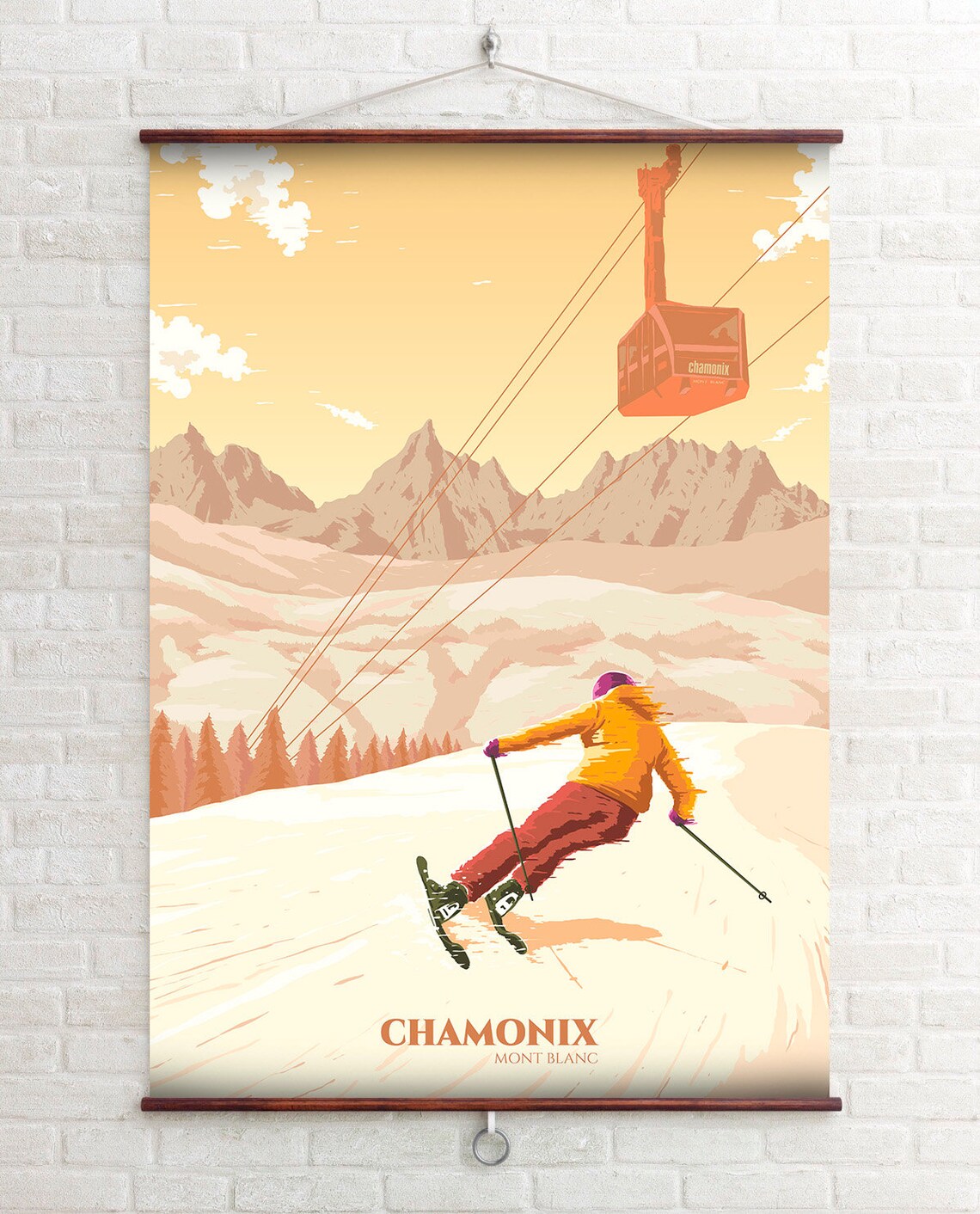 Chamonix Ski Resort, Mont Blanc Retro Travel Poster - Image 4
