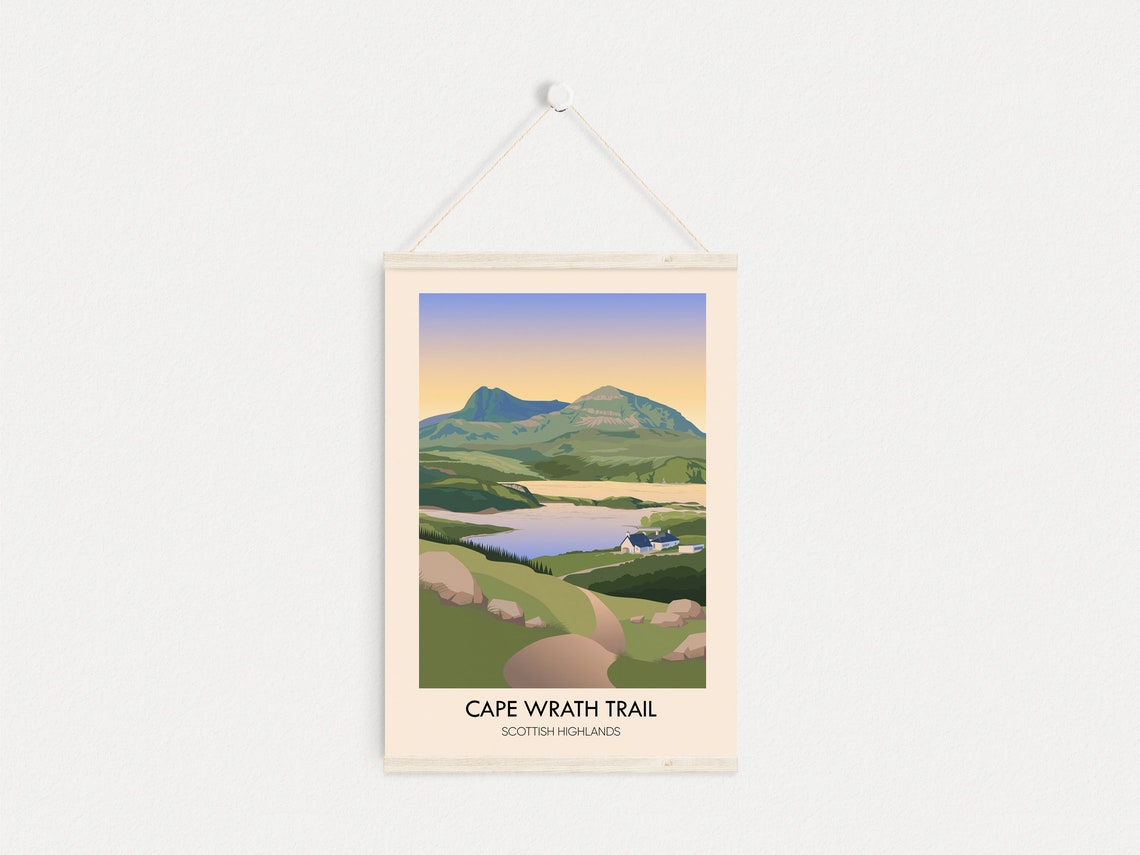 Cape Wrath Trail Vintage Scottish Highlands Hiking Trail Poster - Image 2