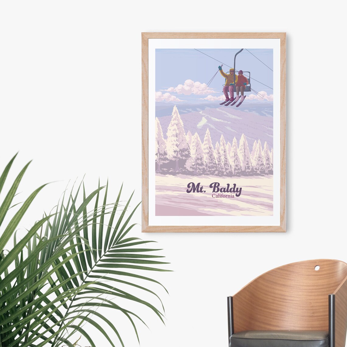 Mt Baldy California Ski Resort Chairlift Snowy Pines Travel Poster - Image 3