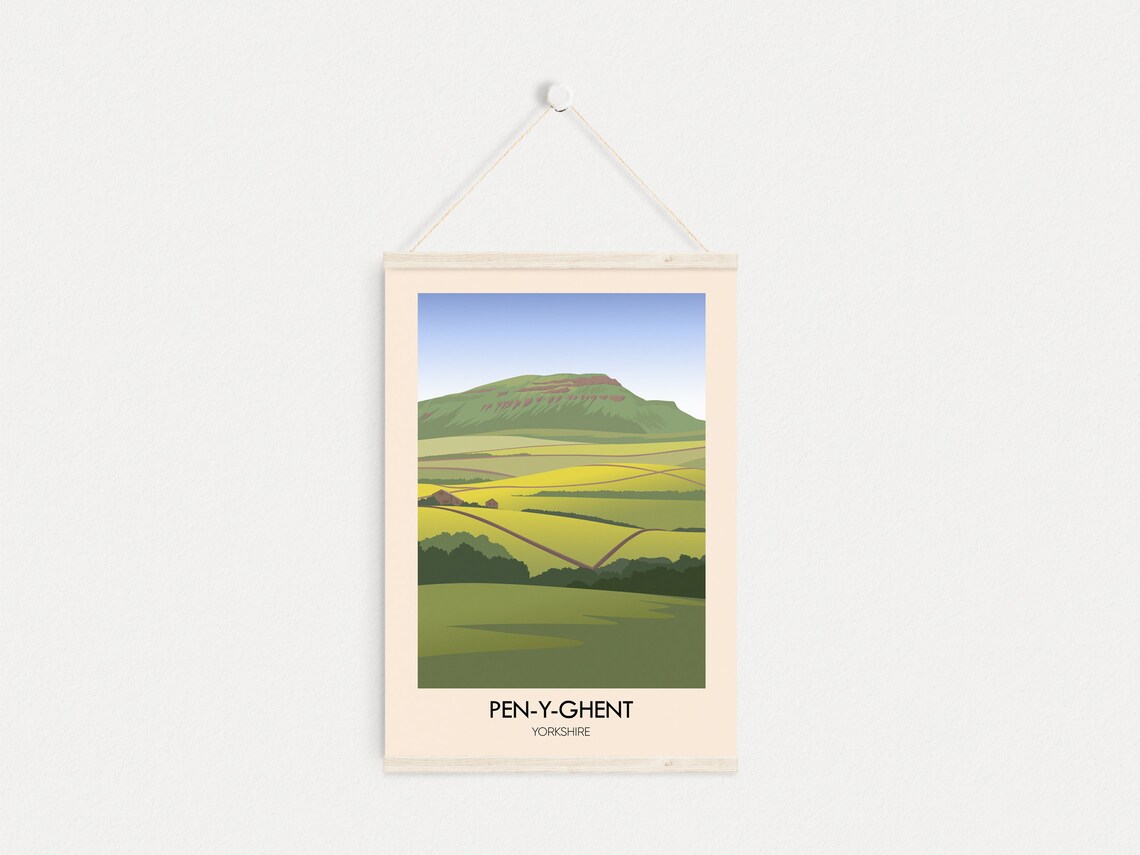 Pen-y-Ghent Yorkshire Green Rolling Hills Mountain Vista Poster - Image 4