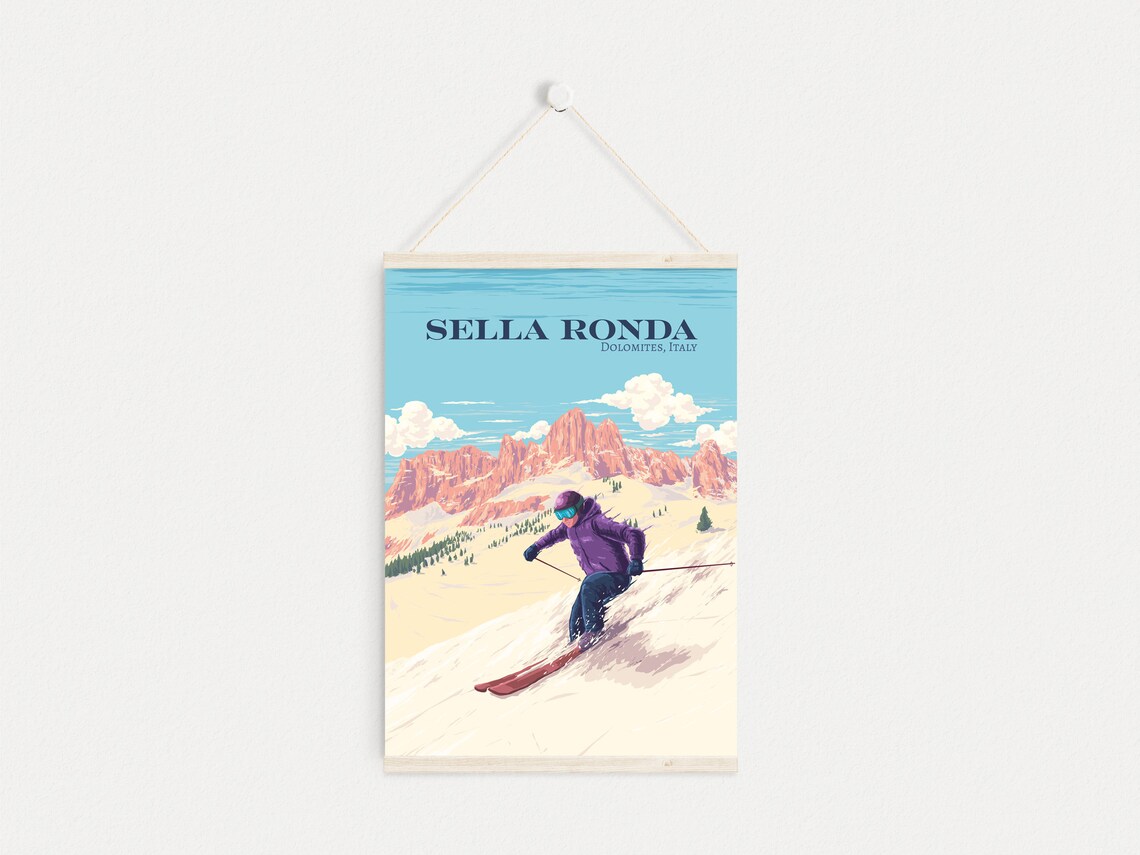 Sella Ronda Downhill Skier In The Dolomites Italy Travel Poster - Image 4