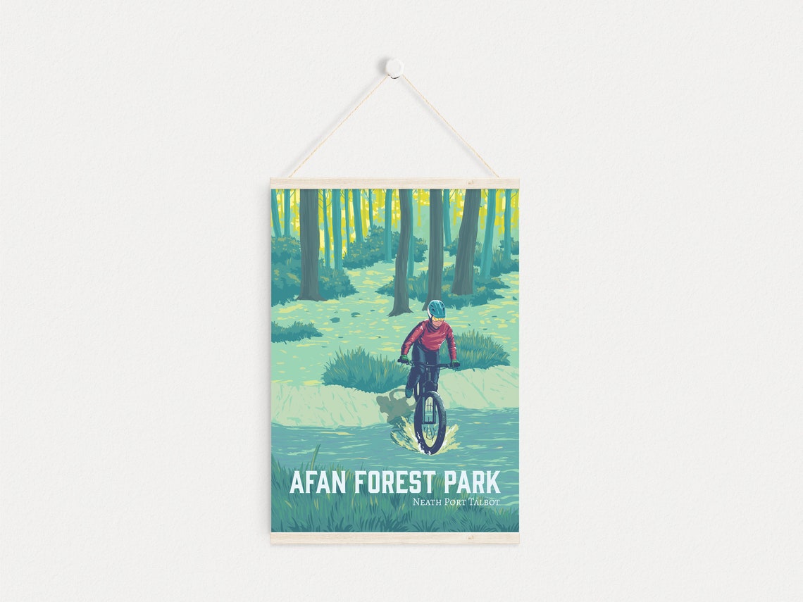 Afan Forest Park Splash Vintage Neath Port Talbot MTB Poster - Image 4