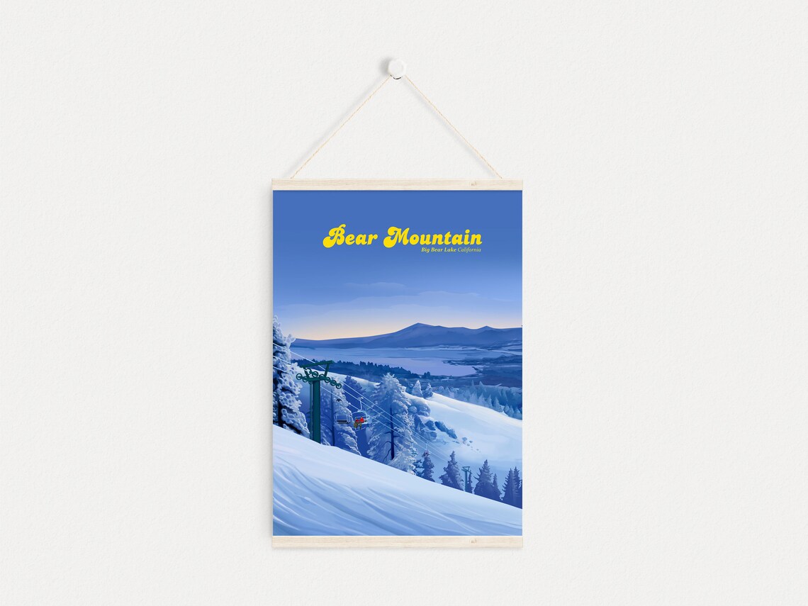Bear Mountain Big Bear Lake California Chairlift Snowy Pines Ski Poster - Image 3