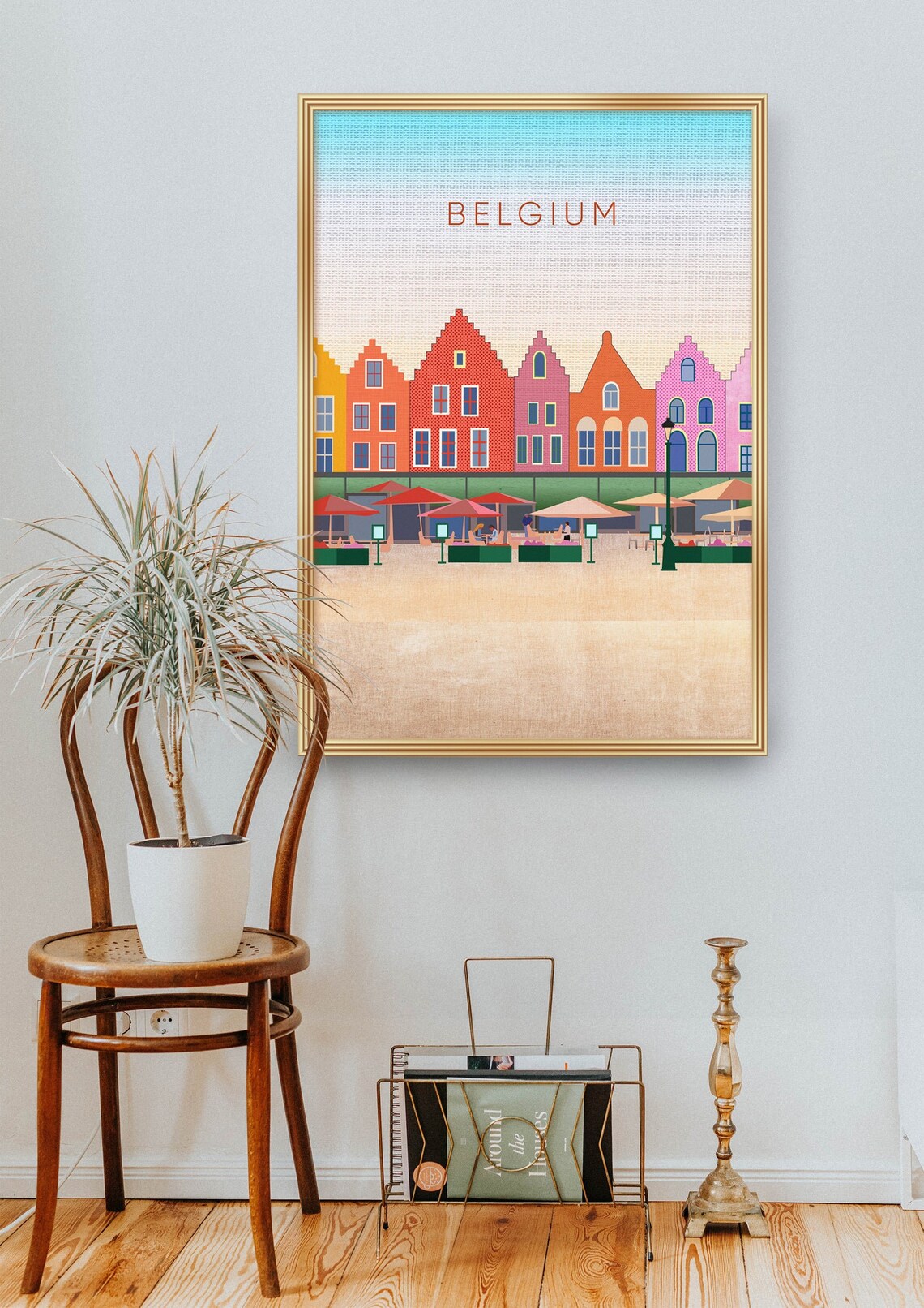Belgium Minimal Travel Poster, Bruges Cityscape Art Print - Image 2