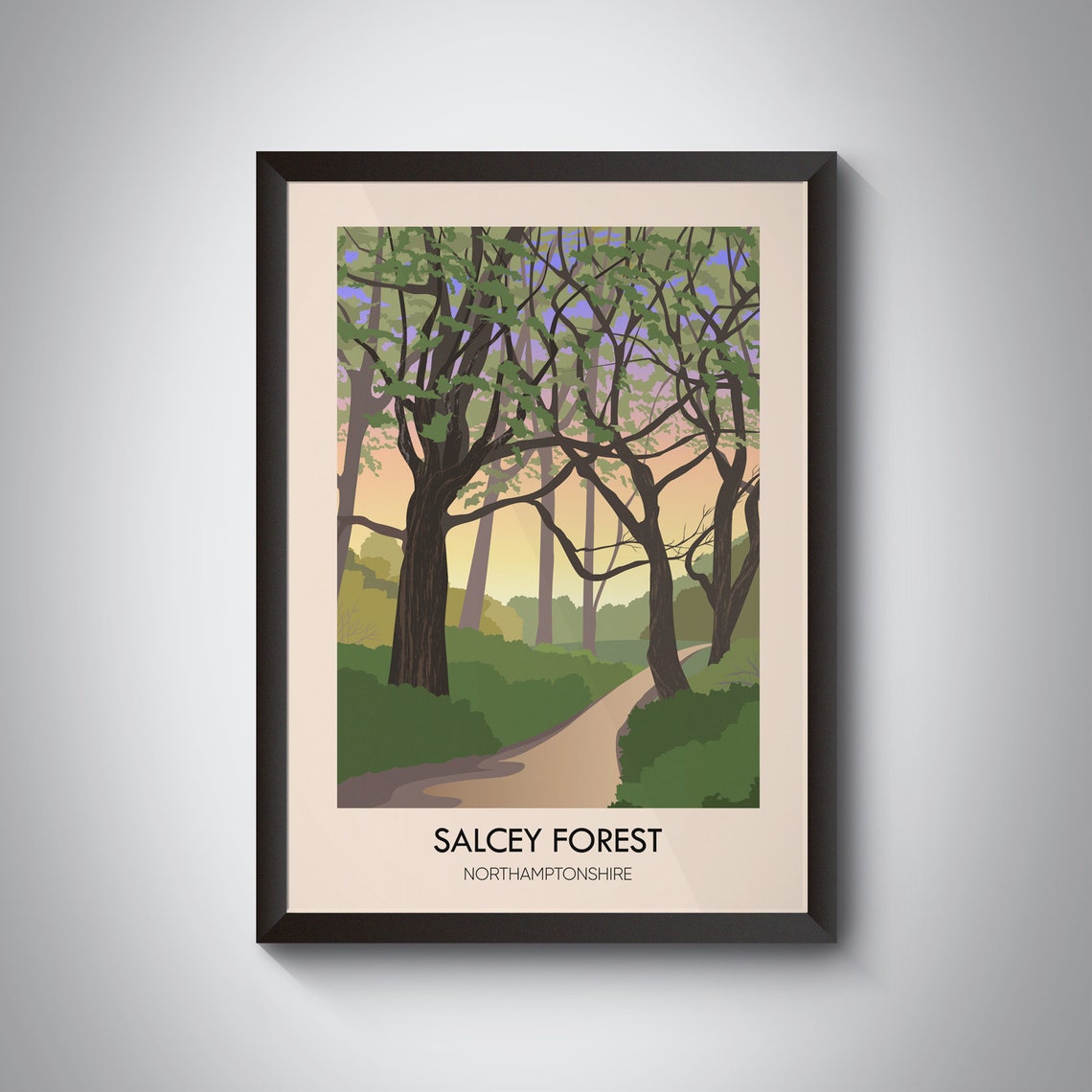 Salcey Forest Travel Poster Northamptonshire Northampton Travel Print Newport Pagnell National Park Poster Hiking Cycling Wall Art