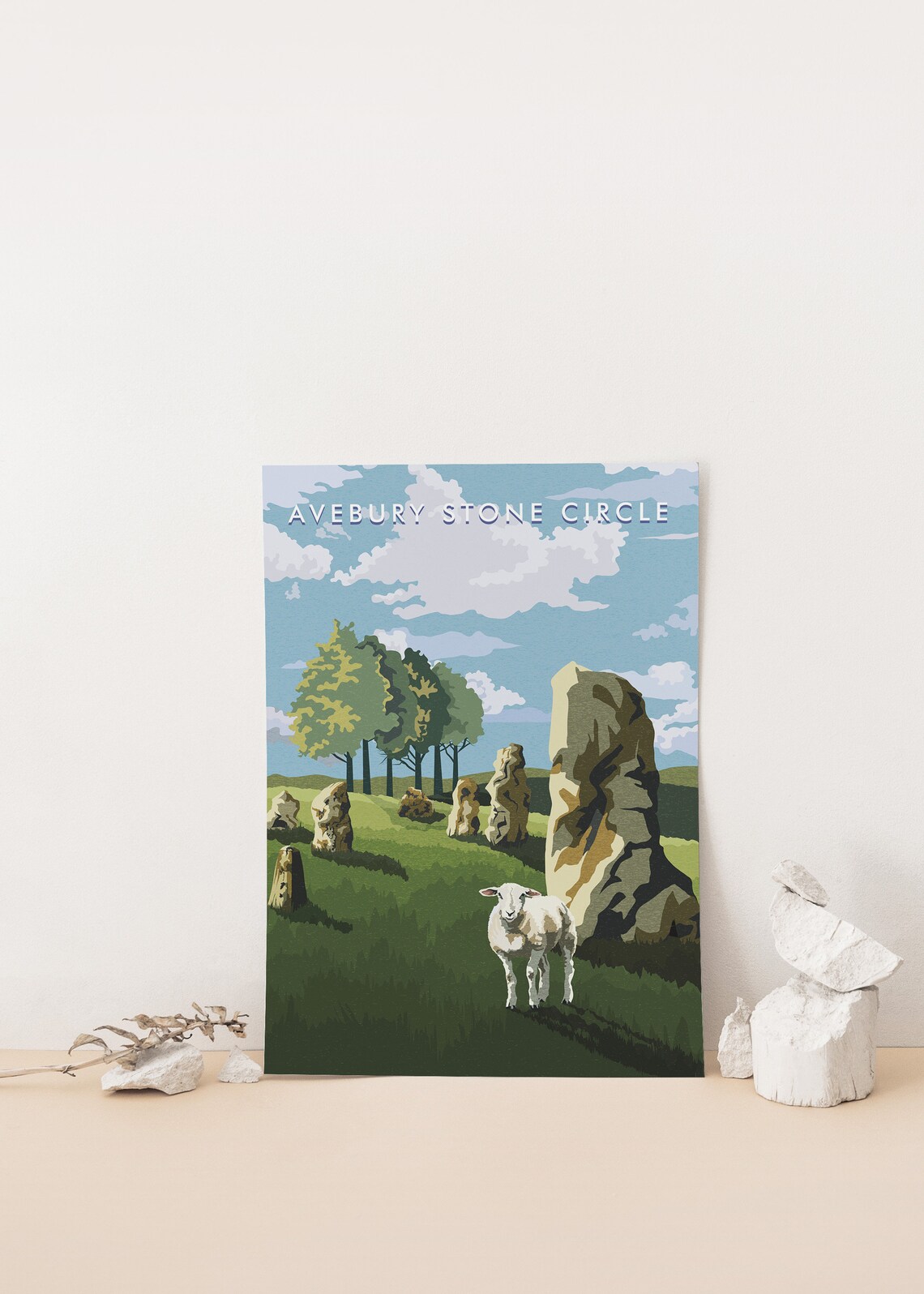 Avebury Stone Circle Retro Travel Poster - Image 4