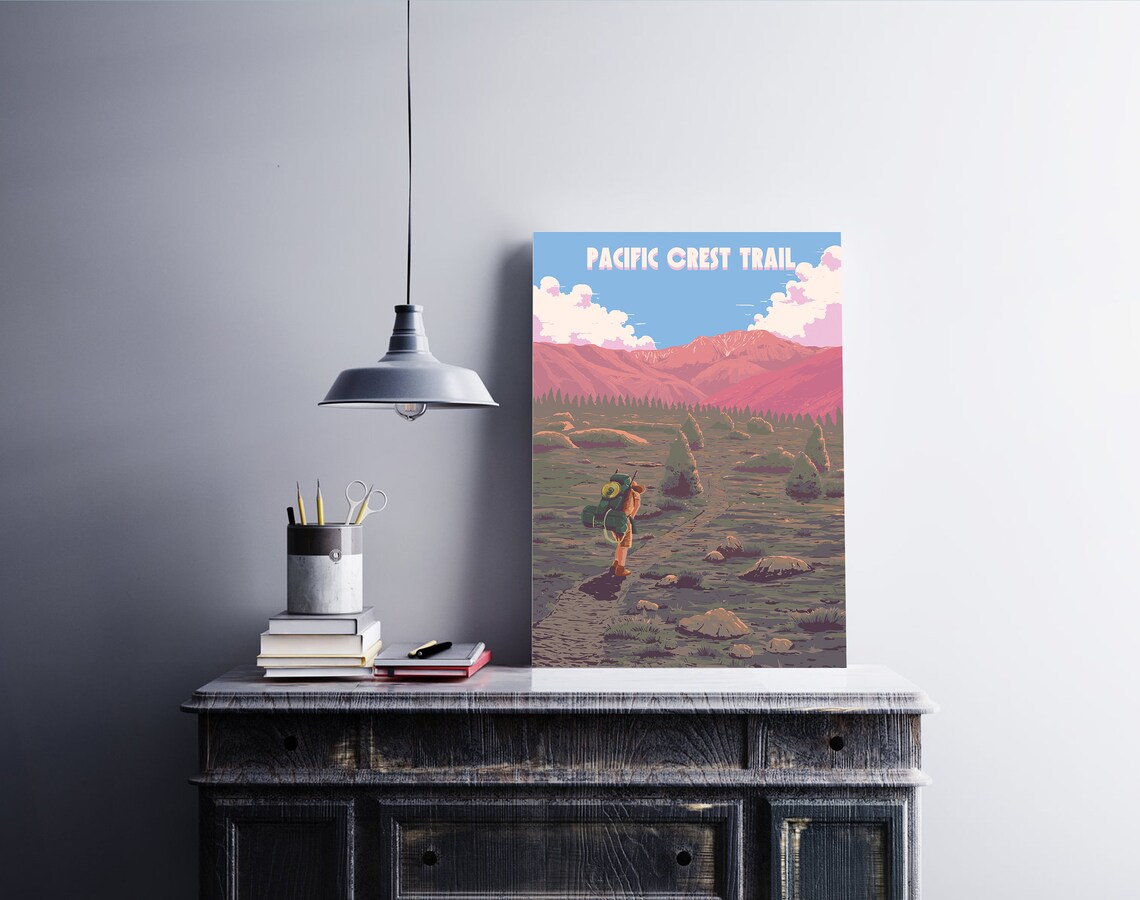 Pacific Crest Trail Travel Poster, USA Hike Map - Image 2